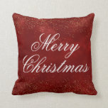 Burgundy Red  Gold Glitter White Merry Christmas Throw Pillow<br><div class="desc">Burgundy Red  Gold Glitter White Merry Christmas Throw Pillow</div>