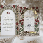Burgundy Red Gold Wedding Art Nouveau Vintage Foil Invitation