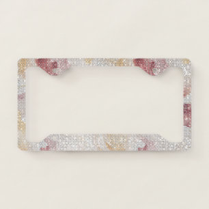 Burgundy Red Gold White Abstract Sparkle License Plate Frame