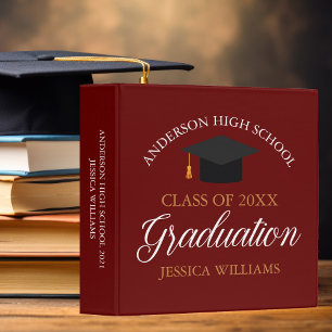 Burgundy Red Graduation 2021 Class Photo Album 3 Ring Binder