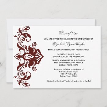 Burgundy Red Graduation Announcement Burgundy Red by decembermorning at Zazzle