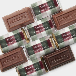 Burgundy Red Green Cream Plaid Stripes Christmas Hershey's Miniatures