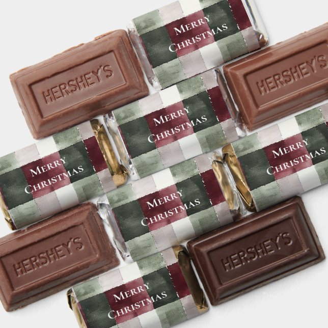 Burgundy Red Green Cream Plaid Stripes Christmas Hershey's Miniatures (Assorted)