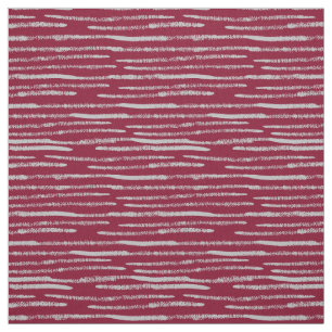 Burgundy Red Hand-Painted Gray Lines Chic Pattern Fabric