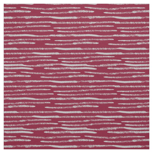 Burgundy Red Hand-Painted Gray Lines Chic Pattern Fabric (Swatch)