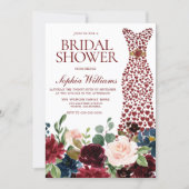 Burgundy Red Heart Dress Floral Bridal Shower Invitation (Front)
