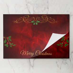 Burgundy Red Holly Christmas Paper Placemat 