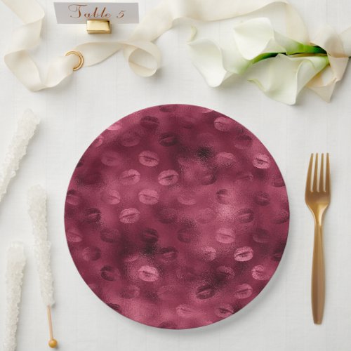 Burgundy Red Kisses Lips Paper Plates