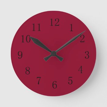 Burgundy Red Kitchen Wall Clock by Red_Clocks at Zazzle