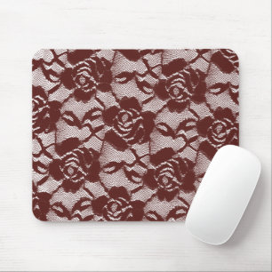 Burgundy Red Lace Floral Mouse Pad