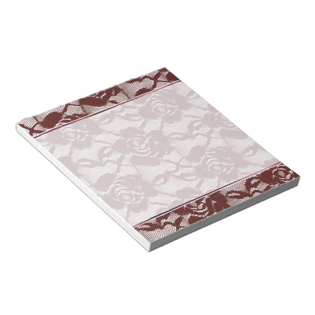 Burgundy Red Lace Floral Notepad (Angled)