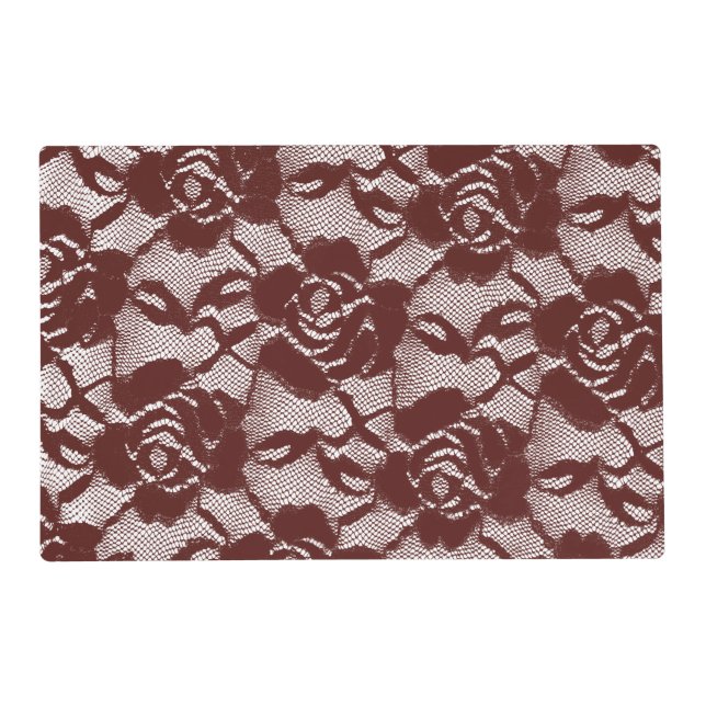 Burgundy Red Lace Floral Placemat (Front)