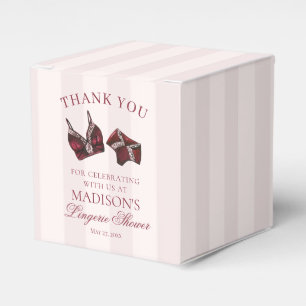 Burgundy Red Lace Lingerie Shower Bridal Dessert Favor Boxes