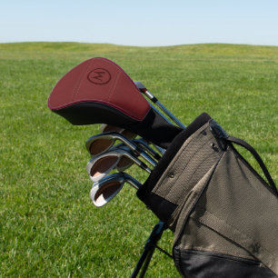 Burgundy Red Leather Image Print Custom Monogram Golf Head Cover