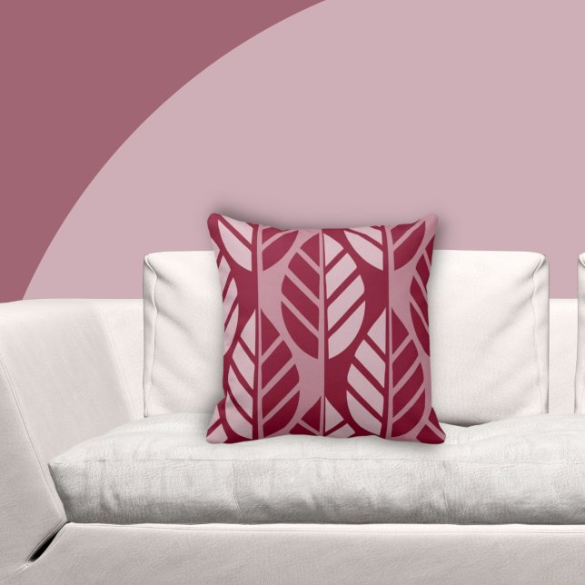 Burgundy Red Leaves Pattern Throw Pillow (Creator Uploaded)