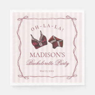 Burgundy Red Lingerie Bachelorette Panty Party Napkins
