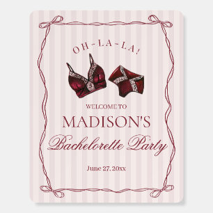 Burgundy Red Lingerie Bachelorette Party Welcome Foam Board
