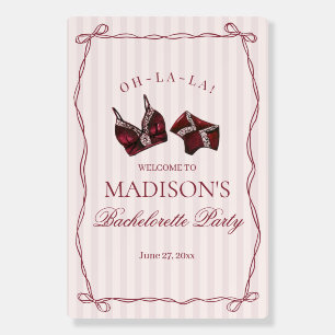 Burgundy Red Lingerie Bachelorette Party Welcome Foam Board
