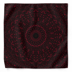 Burgundy Red Mandala with Ornamental Symmetry Bandana