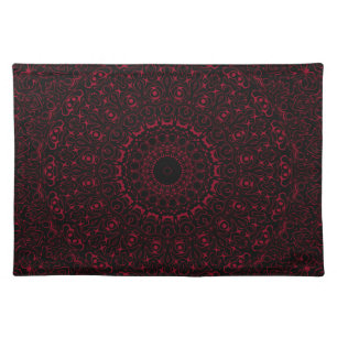 Burgundy Red Mandala with Ornamental Symmetry Cloth Placemat