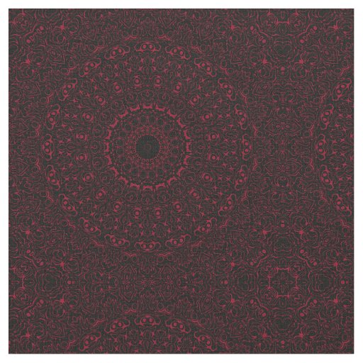 Burgundy Red Mandala with Ornamental Symmetry Fabric