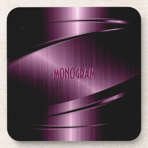 Burgundy_Red Metallic Design Stainless Steel Look Coaster