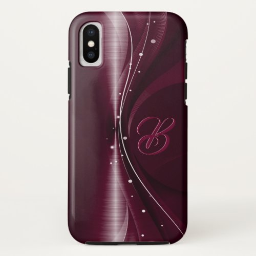 Burgundy_Red Metallic Modern Dynamic Stripes iPhone X Case