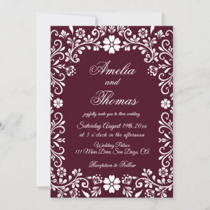 Burgundy Red Mexican Fiesta Wedding Invitation