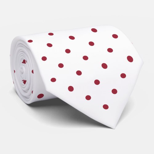 Burgundy Red Mini Polka Dot Pattern on White Neck Tie
