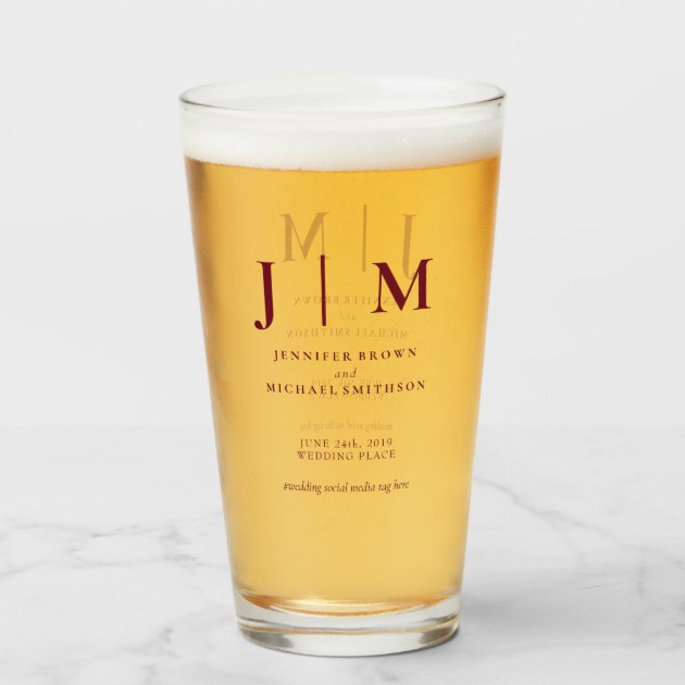 Burgundy Red Minimal Modern Simple Wedding Glass