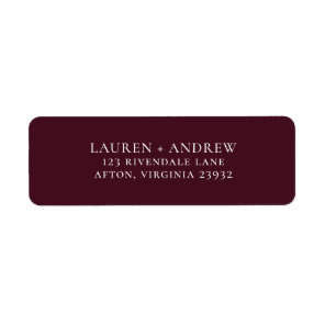 Burgundy Red Minimalist Return Address Label