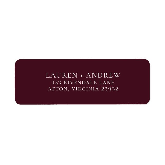 Burgundy Red Minimalist Return Address Label (Front)