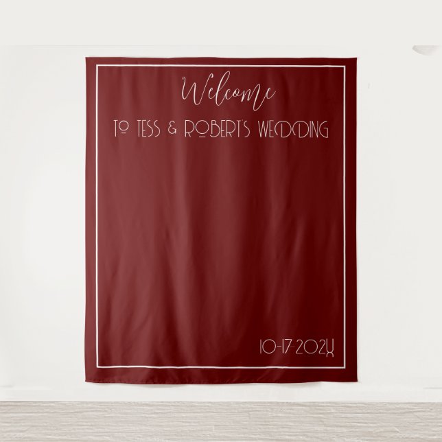 Burgundy Red Minimalist  Tapestry (Front)