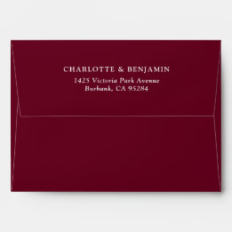 Burgundy Red Modern Custom Wedding 5.25x7.25 Envelope