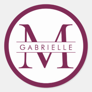 Burgundy Red Monogram and Name Stickers