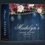Burgundy Red Navy Blue Floral Bridal Shower Recipe 3 Ring Binder<br><div class="desc">Watercolor Burgundy Red Navy Blue Floral Rustic Boho Bridal Shower Recipe binder. Perfect for bride to be to collect recipes and organize them nicely. The design features a stunning bouquet of burgundy / Marsala , peach , navy blue flowers / roses with matching leaves with string lights and mason jar....</div>