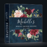 Burgundy Red Navy Blue Floral Bridal Shower Recipe 3 Ring Binder<br><div class="desc">Watercolor Burgundy Red Navy Blue Floral Rustic Boho Bridal Shower Recipe binder. Perfect for bride to be to collect recipes and organize them nicely. The design features a stunning bouquet of burgundy / Marsala , peach , navy blue flowers / roses with matching leaves with string lights and mason jar....</div>