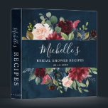 Burgundy Red Navy Blue Floral Bridal Shower Recipe 3 Ring Binder<br><div class="desc">Watercolor Burgundy Red Navy Blue Floral Rustic Boho Bridal Shower Recipe binder. Perfect for bride to be to collect recipes and organize them nicely. The design features a stunning bouquet of burgundy / Marsala , peach , navy blue flowers / roses with matching leaves with string lights and mason jar....</div>