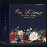Burgundy Red Navy Floral Rustic Boho Wedding Album Binder<br><div class="desc">Watercolor Burgundy Red Navy Floral Rustic Boho Wedding Photo album binder. Perfect for a fall wedding. The design features a stunning bouquet of burgundy / Marsala , peach , navy flowers / roses with matching leaves. Please find more matching designs and variations in my "blissweddingpaperie" store. And feel free to...</div>