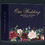 Burgundy Red Navy Floral Rustic Boho Wedding Album Binder<br><div class="desc">Watercolor Burgundy Red Navy Floral Rustic Boho Wedding Photo album binder. Perfect for a fall wedding. The design features a stunning bouquet of burgundy / Marsala , peach , navy flowers / roses with matching leaves. Please find more matching designs and variations in my "blissweddingpaperie" store. And feel free to...</div>