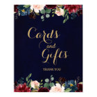 Burgundy Red Navy Floral Rustic Boho Wedding Sign