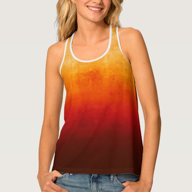 Burgundy Red Orange Yellow rustic ombre Tank Top (Front)