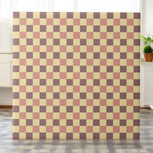Burgundy Red & Pale Yellow Checkered Retro Ceramic Tile