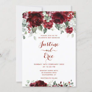 Burgundy Red Peony Epiphany II Wedding Invitation