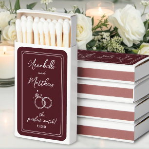 Burgundy Red Perfect Match Wedding Matchbox
