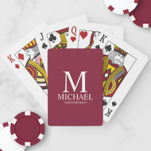 Burgundy Red Personalized Groomsmen Playing Cards