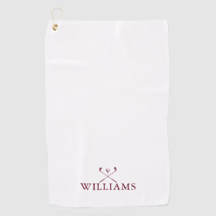 Burgundy Red Personalized Name Golf Clubs Towel