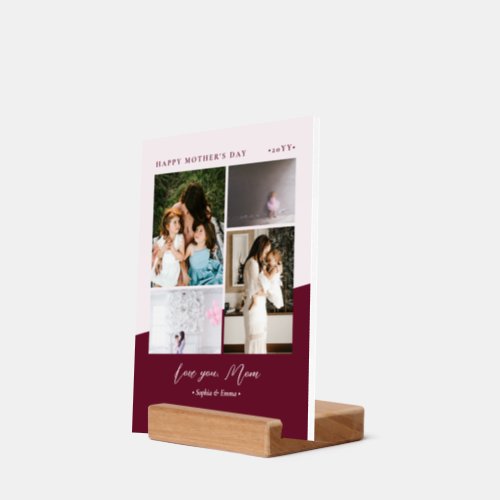 Burgundy Red  Pink Modern Mothers Day Photo Gift Holder