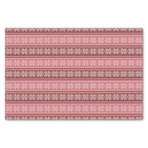 Burgundy Red Pink Poinsettia Christmas Pattern Tissue Paper