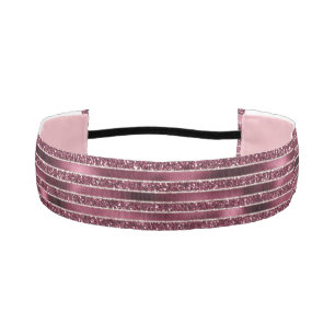 Burgundy Red Pink Rose Gold Glitter Stripes Athletic Headband